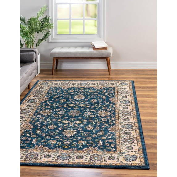 Rugs.com Medina Collection Rug – 8' x 10' Egyptian Blue Medium Rug Perfect For Living Rooms, Large Dining Rooms, Open Floorplans