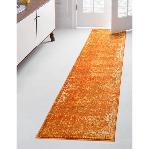 Rugs.com Monte Carlo Collection Rug 2' x 13' Runner Orange Medium Rug Perfect For Living Rooms, Large Dining Rooms, Open Floorplans