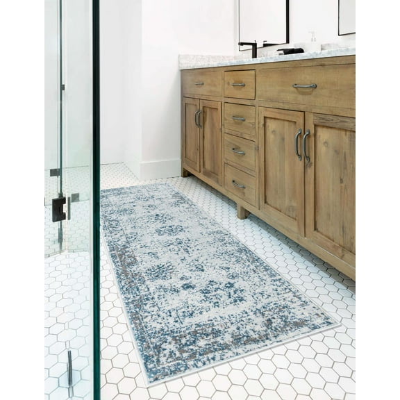 Rugs.com Monte Carlo Collection Rug 2' x 4' Runner Light Blue Medium Rug Perfect For Living Rooms, Large Dining Rooms, Open Floorplans