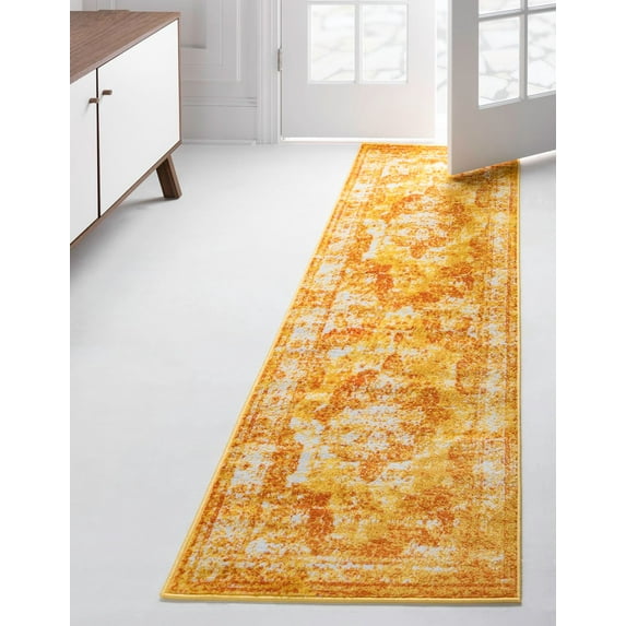 Rugs.com Monte Carlo Collection Rug – 2' x 9' 10 Runner Orange Medium Rug Perfect For Living Rooms, Large Dining Rooms, Open Floorplans
