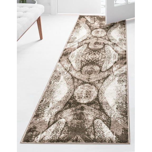 Rugs.com Monte Carlo Collection Rug – 3' 3 x 16' 5 Runner Brown Medium Rug Perfect For Living Rooms, Large Dining Rooms, Open Floorplans