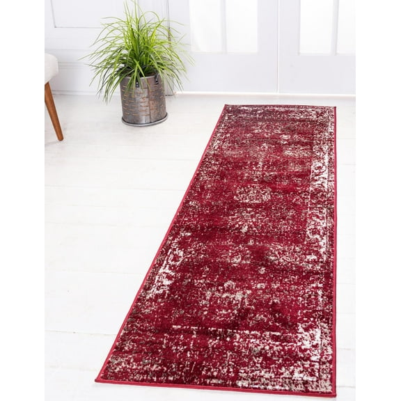 Rugs.com Monte Carlo Collection Rug 3' 3 x 16' 5 Runner Burgundy Medium Rug Perfect For Living Rooms, Large Dining Rooms, Open Floorplans