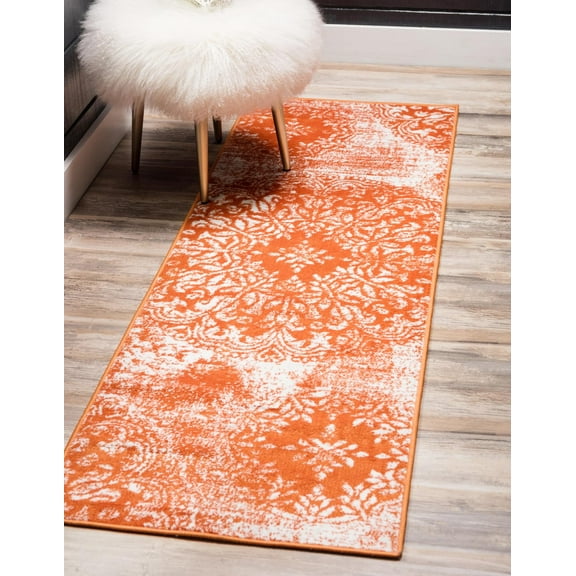 Rugs.com Monte Carlo Collection Rug  3' 3 x 16' 5 Runner Orange Medium Rug Perfect For Living Rooms, Large Dining Rooms, Open Floorplans