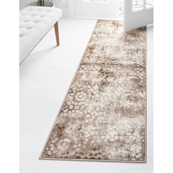 Rugs.com Monte Carlo Collection Rug – 3' 3 x 19' 8 Runner Brown Medium Rug Perfect For Living Rooms, Large Dining Rooms, Open Floorplans