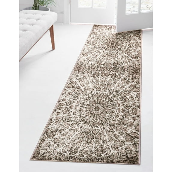 Rugs.com Monte Carlo Collection Rug – 3' 3 x 19' 8 Runner Brown Medium Rug Perfect For Living Rooms, Large Dining Rooms, Open Floorplans