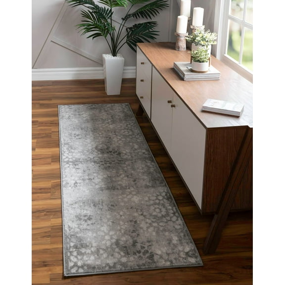 Rugs.com Monte Carlo Collection Rug – 3' 3 x 19' 8 Runner Dark Gray Medium Rug Perfect For Living Rooms, Large Dining Rooms, Open Floorplans