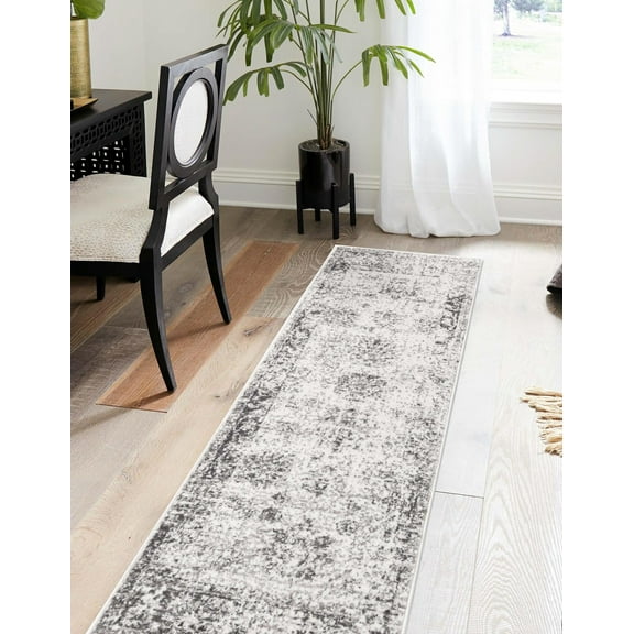 Rugs.com Monte Carlo Collection Rug – 3' 3 x 19' 8 Runner Gray Medium Rug Perfect For Living Rooms, Large Dining Rooms, Open Floorplans