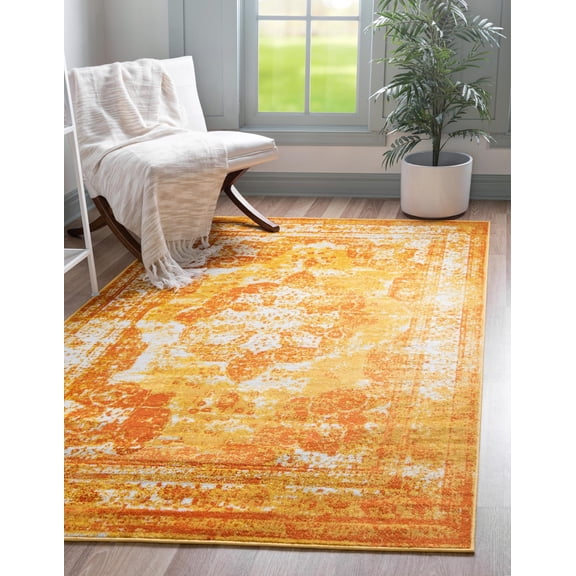 Rugs.com Monte Carlo Collection Rug 4' x 6' Orange Medium Rug Perfect For Living Rooms, Large Dining Rooms, Open Floorplans