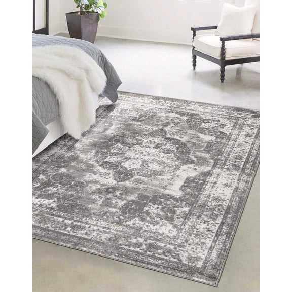 Rugs.com Monte Carlo Collection Rug 5' x 8' Gray Medium Rug Perfect For Living Rooms, Large Dining Rooms, Open Floorplans