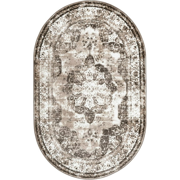 Rugs.com Monte Carlo Collection Rug – 5' x 8' Oval Light Brown Medium Rug Perfect For Living Rooms, Large Dining Rooms, Open Floorplans