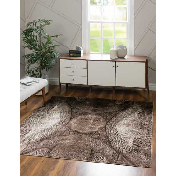 Rugs.com Monte Carlo Collection Rug 6' Square Brown Medium Rug Perfect For Living Rooms, Kitchens, Entryways