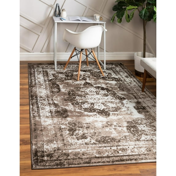 Rugs.com Monte Carlo Collection Rug – 7' x 10' Light Brown Medium Rug Perfect For Living Rooms, Large Dining Rooms, Open Floorplans