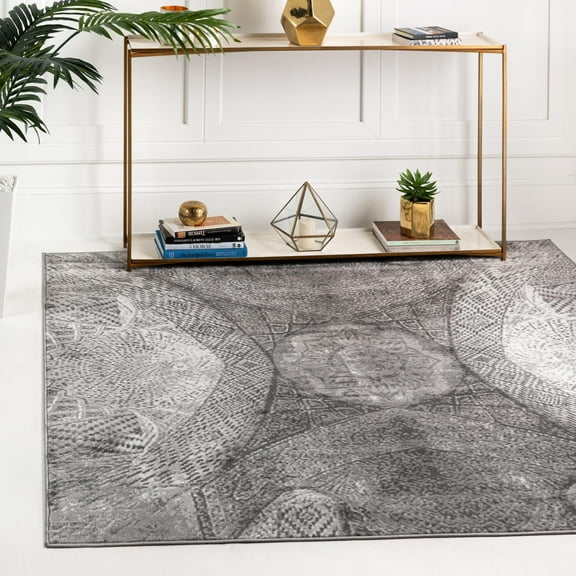 Rugs.com Monte Carlo Collection Rug 8' Square Dark Gray Medium Rug Perfect For Living Rooms, Kitchens, Entryways