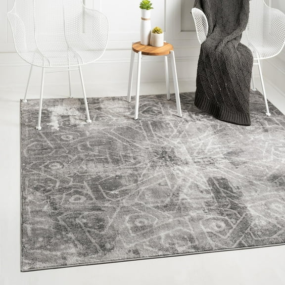 Rugs.com Monte Carlo Collection Rug 8' Square Dark Gray Medium Rug Perfect For Living Rooms, Kitchens, Entryways