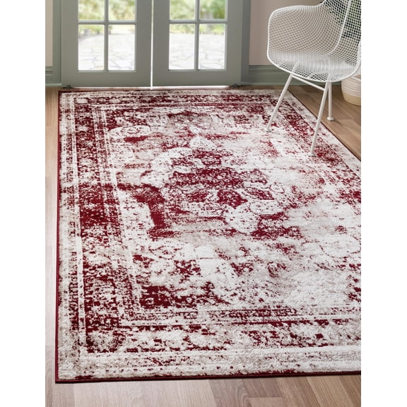 Rugs.com Monte Carlo Collection Rug 8' x 11' Burgundy Medium Rug Perfect For Living Rooms, Large Dining Rooms, Open Floorplans