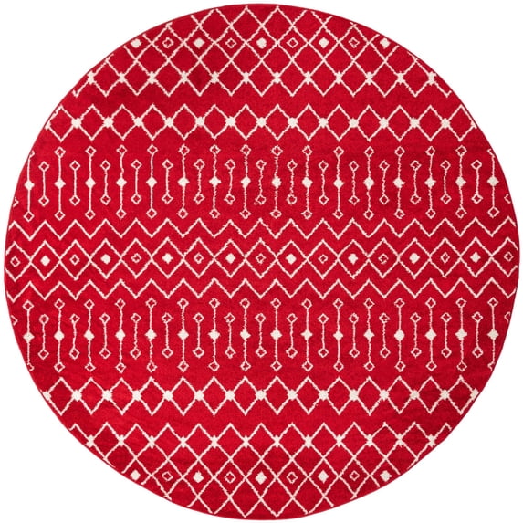 Rugs.com Moroccan Trellis Collection Rug – 10 Ft Round Burgundy Red Medium Rug Perfect For Kitchens, Dining Rooms