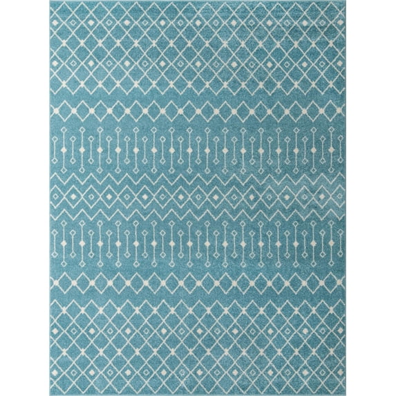 Rugs.com Moroccan Trellis Collection Rug – 10' x 13' Aqua Blue Medium Rug Perfect For Living Rooms, Large Dining Rooms, Open Floorplans