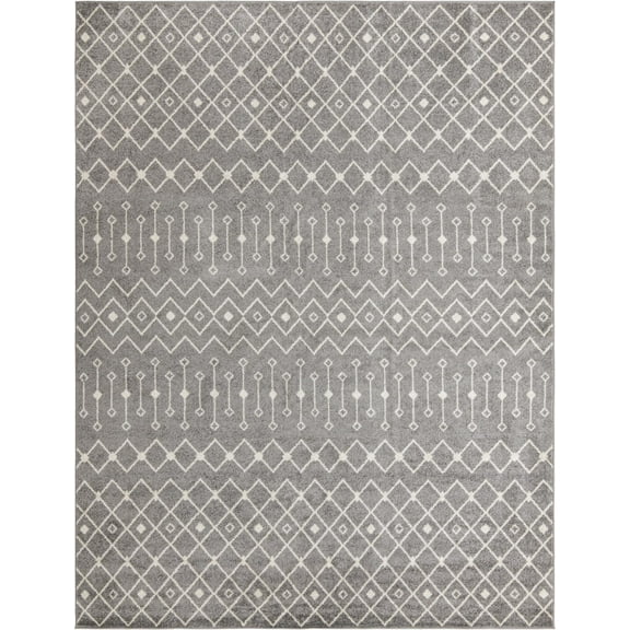 Rugs.com Moroccan Trellis Collection Rug – 10' x 14' Gray Medium Rug Perfect For Living Rooms, Large Dining Rooms, Open Floorplans