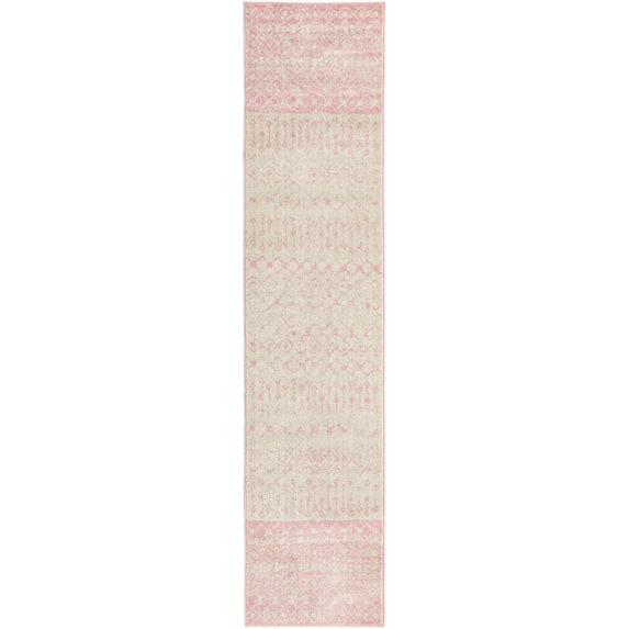 Rugs.com Moroccan Trellis Collection Rug – 12 Ft Runner Ivory And Pink Medium Rug Perfect For Hallways, Entryways