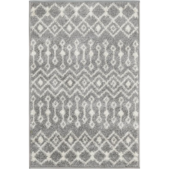 Rugs.com Moroccan Trellis Collection Rug – 2' x 3' Gray Medium Rug Perfect For Entryways, Kitchens, Breakfast Nooks, Accent Pieces