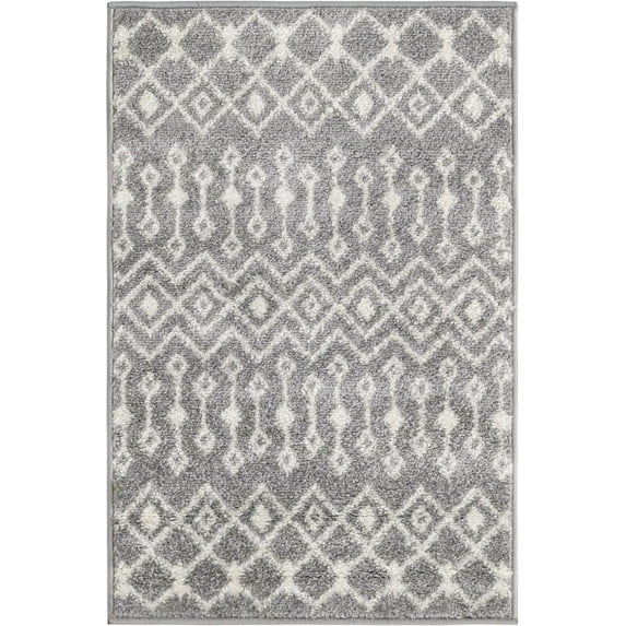 Rugs.com Moroccan Trellis Collection Rug – 2' x 3' Gray Medium Rug Perfect For Entryways, Kitchens, Breakfast Nooks, Accent Pieces