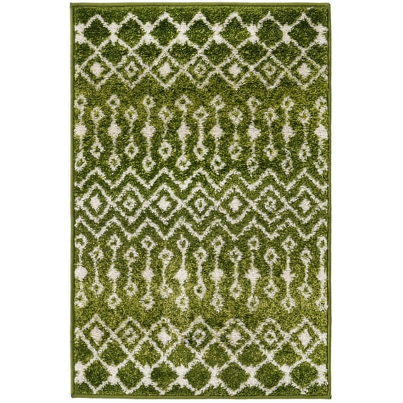Rugs.com Moroccan Trellis Collection Rug – 2' x 3' Green Medium Rug Perfect For Entryways, Kitchens, Breakfast Nooks, Accent Pieces