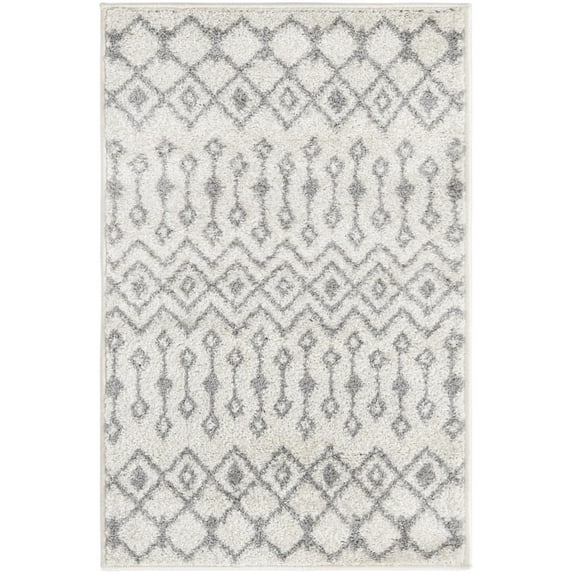 Rugs.com Moroccan Trellis Collection Rug – 2' x 3' Ivory And Gray Medium Rug Perfect For Entryways, Kitchens, Breakfast Nooks, Accent Pieces