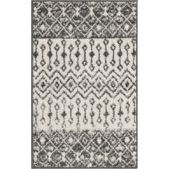Rugs.com Moroccan Trellis Collection Rug – 2' x 3' Ivory And Gray Medium Rug Perfect For Entryways, Kitchens, Breakfast Nooks, Accent Pieces
