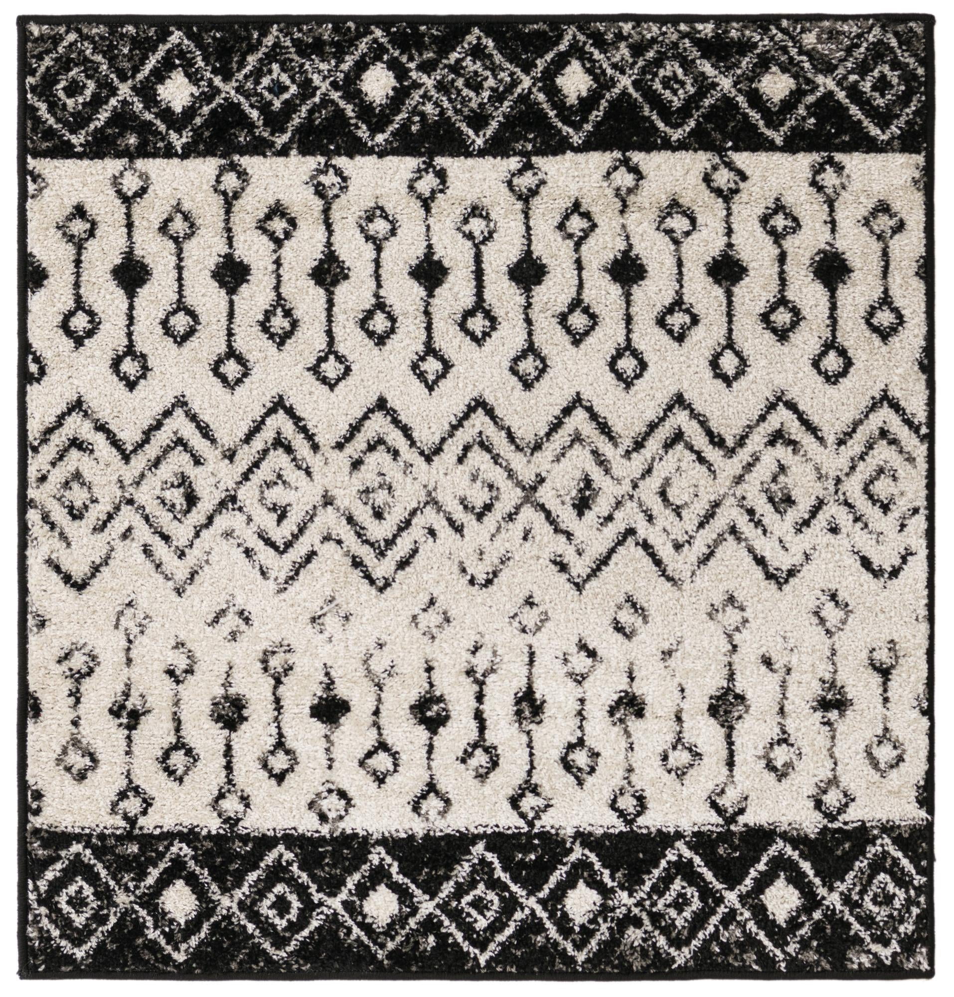 Rugs.com Moroccan Trellis Collection Rug – 3 Ft Square Black And White ...