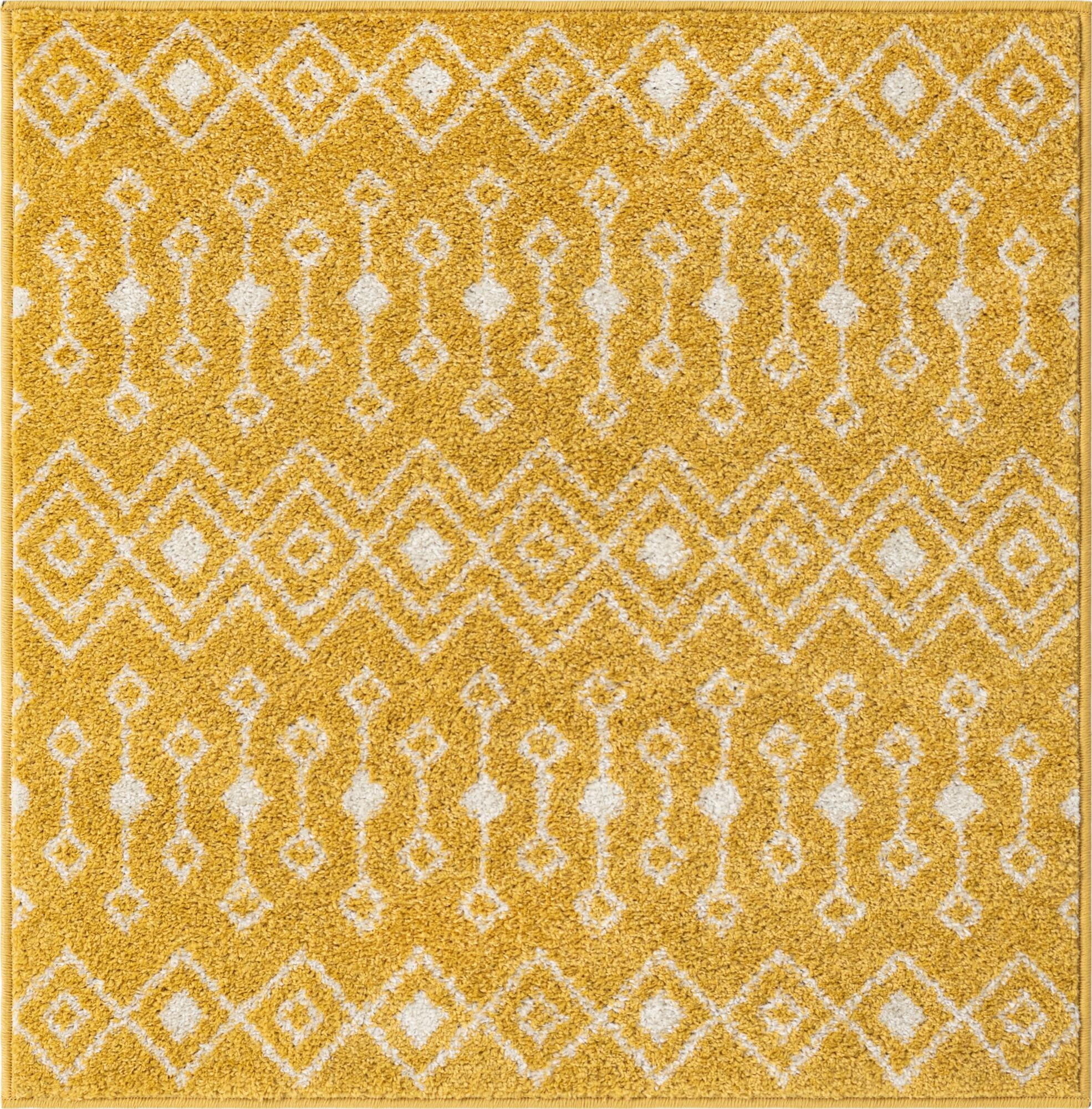 Rugs.com Moroccan Trellis Collection Rug – 3 Ft Square Yellow Medium ...