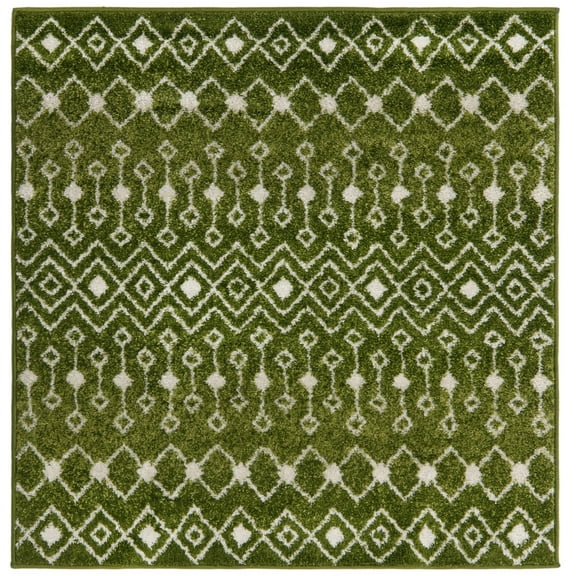 Rugs.com Moroccan Trellis Collection Rug – 4 Ft Square Green Medium Rug Perfect For Living Rooms, Kitchens, Entryways