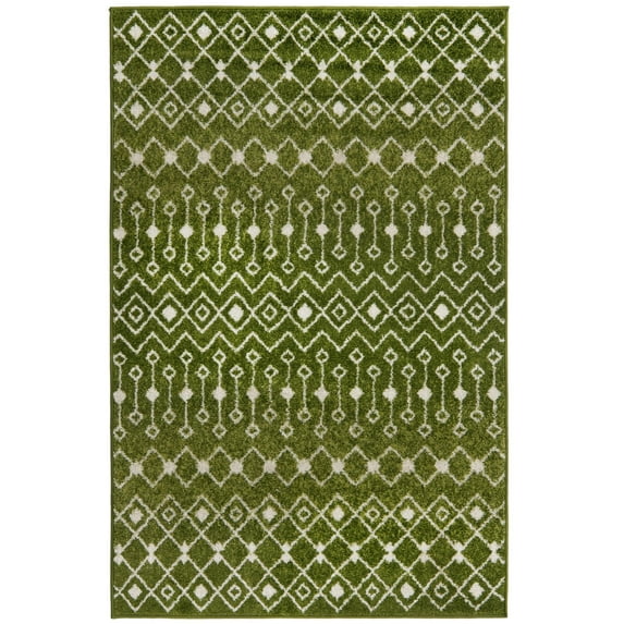 Rugs.com Moroccan Trellis Collection Rug – 4' x 6' Green Medium Rug Perfect For Entryways, Kitchens, Breakfast Nooks, Accent Pieces