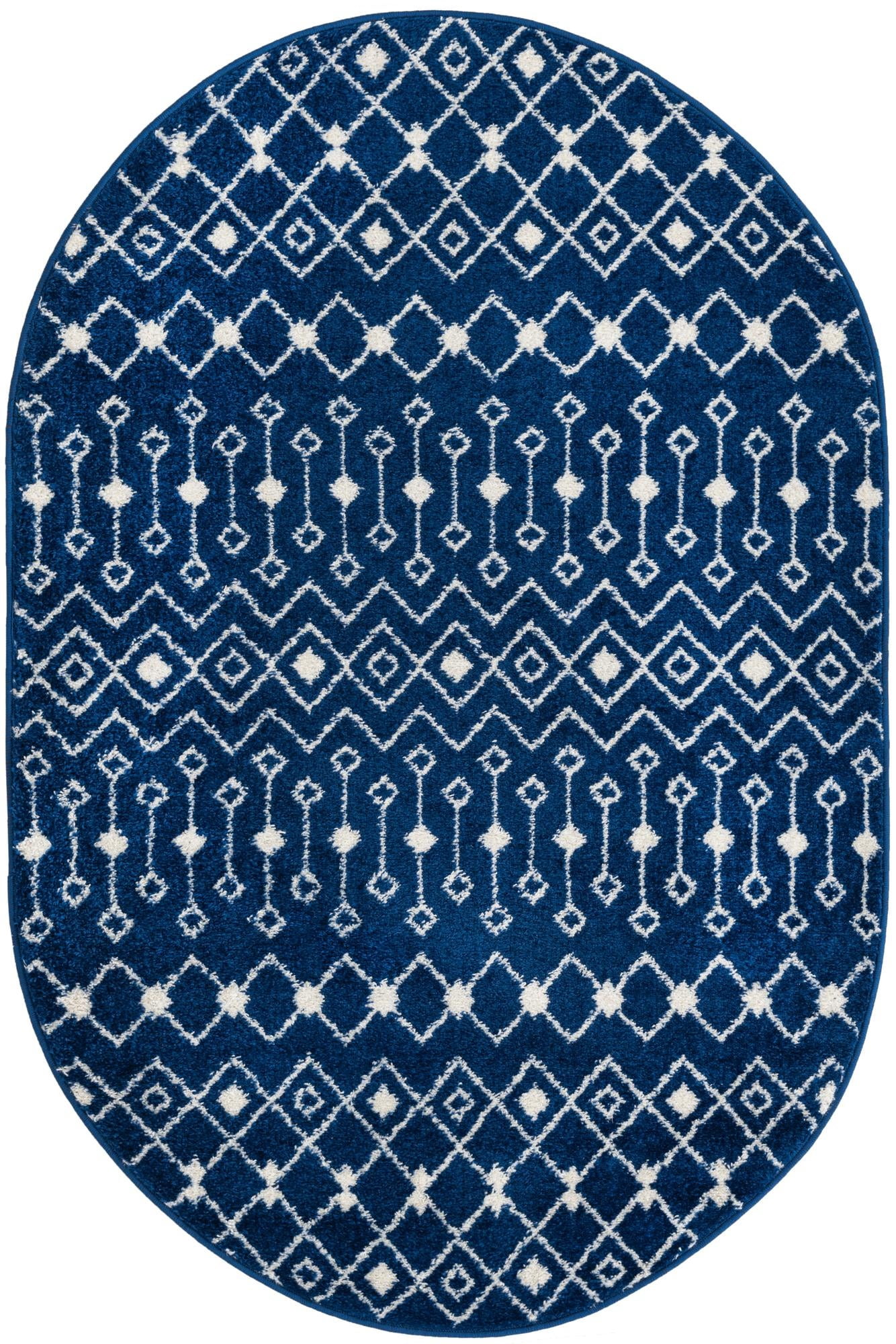 Blue Rug Plan Rugs.com Moroccan Trellis Collection Rug – 4' x 6' Oval Navy Blue ...