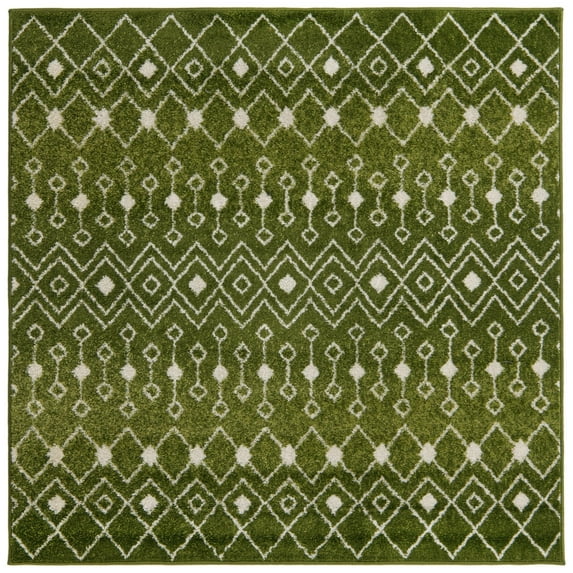 Rugs.com Moroccan Trellis Collection Rug – 5 Ft Square Green Medium Rug Perfect For Living Rooms, Kitchens, Entryways