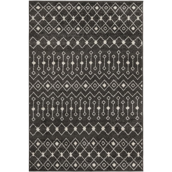 Rugs.com Moroccan Trellis Collection Rug – 5' x 8' Dark Gray Medium Rug Perfect For Bedrooms, Dining Rooms, Living Rooms