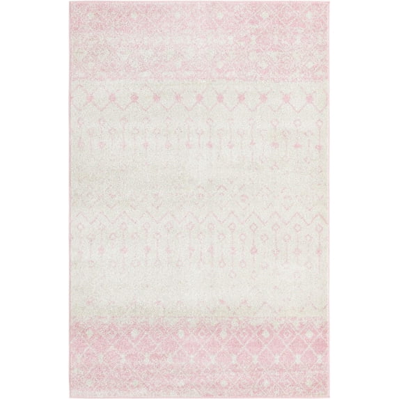 Rugs.com Moroccan Trellis Collection Rug – 5' x 8' Ivory And Pink Medium Rug Perfect For Bedrooms, Dining Rooms, Living Rooms