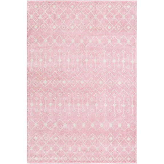 Rugs.com Moroccan Trellis Collection Rug – 5' x 8' Pink Medium Rug Perfect For Bedrooms, Dining Rooms, Living Rooms