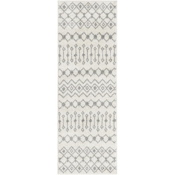 Rugs.com Moroccan Trellis Collection Rug – 6 Ft Runner Ivory And Gray Medium Rug Perfect For Hallways, Entryways