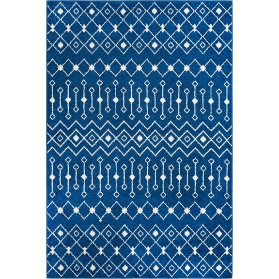 Rugs.com Moroccan Trellis Collection Rug – 6' x 9' Navy Blue Medium Rug Perfect For Bedrooms, Dining Rooms, Living Rooms
