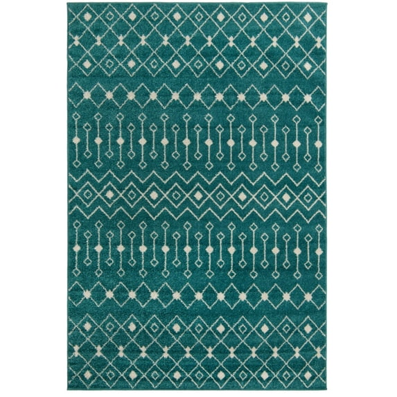 Rugs.com Moroccan Trellis Collection Rug – 6' x 9' Turquoise Medium Rug Perfect For Bedrooms, Dining Rooms, Living Rooms