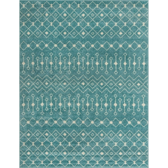 Rugs.com Moroccan Trellis Collection Rug – 8' x 10' Aqua Blue Medium Rug Perfect For Living Rooms, Large Dining Rooms, Open Floorplans