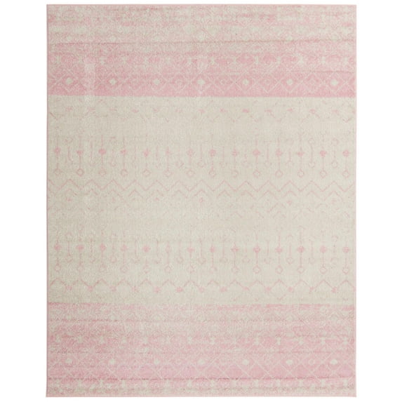 Rugs.com Moroccan Trellis Collection Rug – 8' x 10' Ivory And Pink Medium Rug Perfect For Living Rooms, Large Dining Rooms, Open Floorplans
