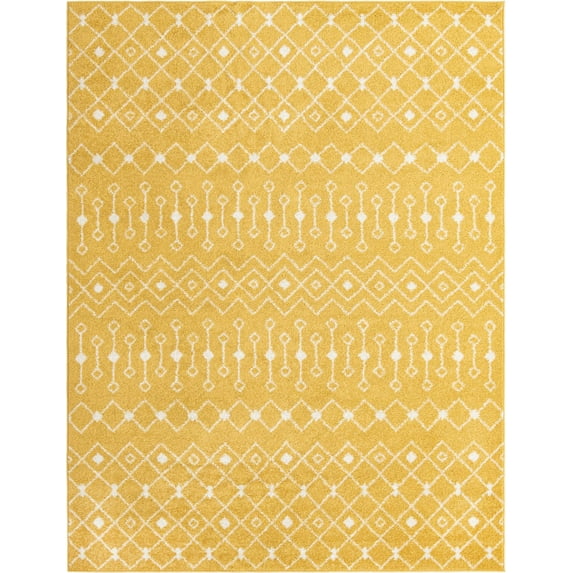 Rugs.com Moroccan Trellis Collection Rug – 8' x 10' Yellow Medium Rug Perfect For Living Rooms, Large Dining Rooms, Open Floorplans