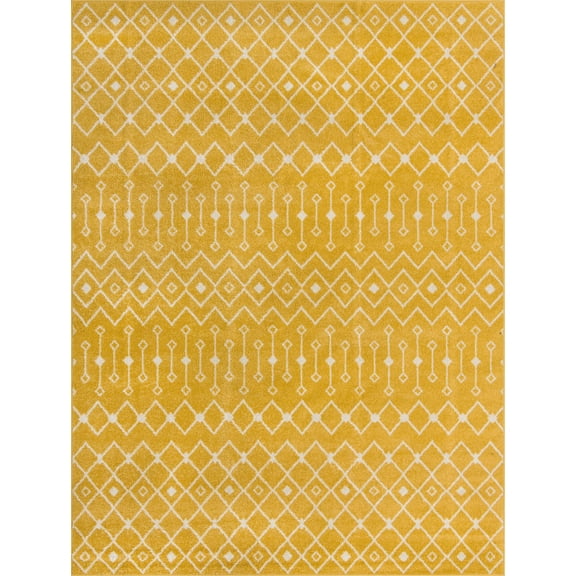 Rugs.com Moroccan Trellis Collection Rug – 9' x 12' Yellow Medium Rug Perfect For Living Rooms, Large Dining Rooms, Open Floorplans