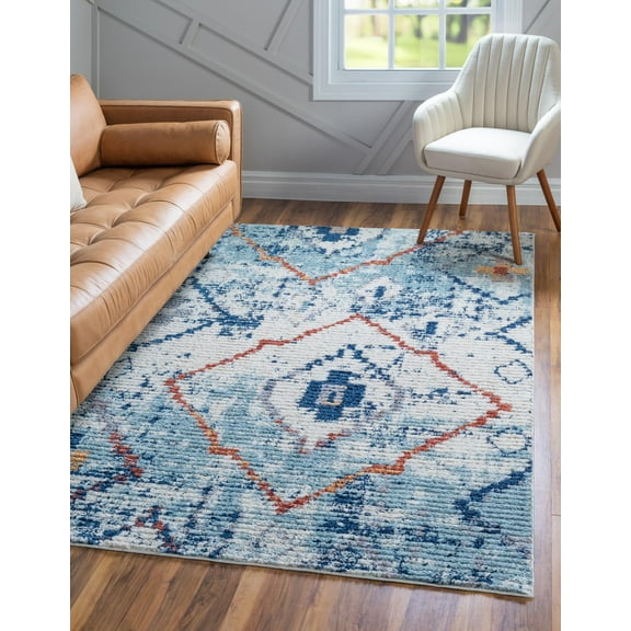 Rugs.com Morocco Collection Rug – 2' x 3' Light Blue High-Pile Rug Perfect For Living Rooms, Large Dining Rooms, Open Floorplans