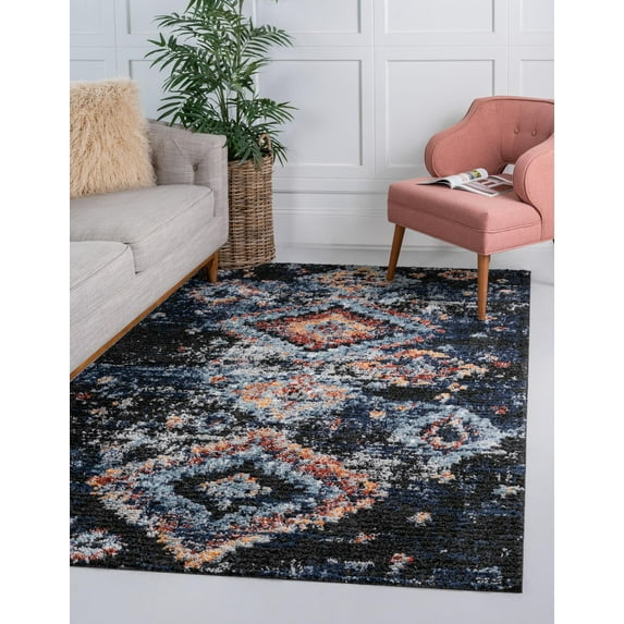 Rugs.com Morocco Collection Rug – 2' x 3' Navy Blue High-Pile Rug Perfect For Living Rooms, Large Dining Rooms, Open Floorplans
