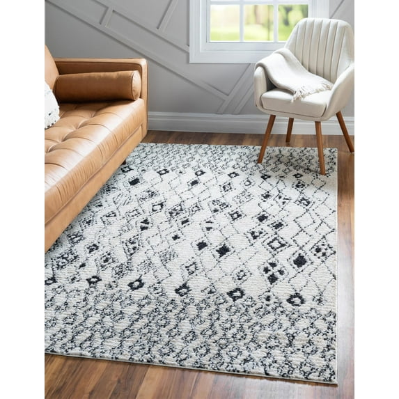 Rugs.com Morocco Collection Rug – 5' x 8' Ivory High-Pile Rug Perfect For Living Rooms, Large Dining Rooms, Open Floorplans