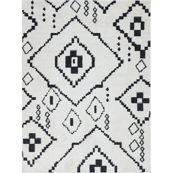 Rugs.com Morocco Collection Rug – 9' x 12' Ivory High-Pile Rug Perfect For Living Rooms, Large Dining Rooms, Open Floorplans