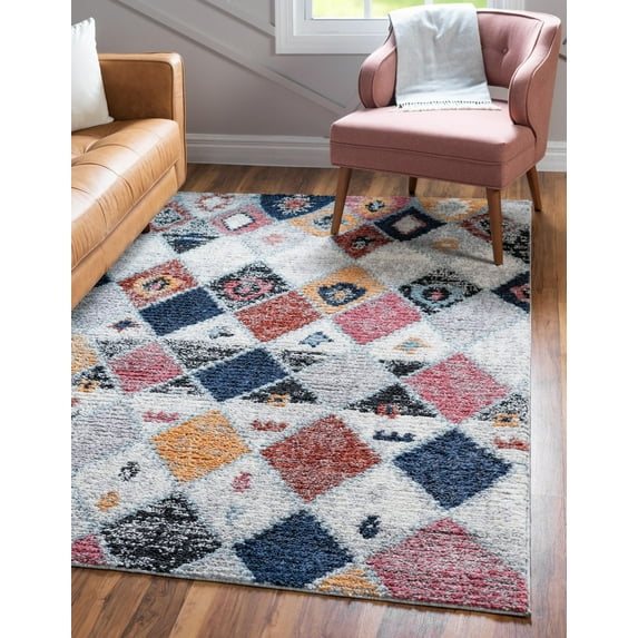 Rugs.com Morocco Collection Rug – 9' x 12' Multi High-Pile Rug Perfect For Living Rooms, Large Dining Rooms, Open Floorplans
