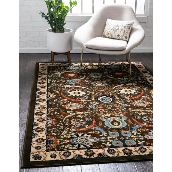 Rugs.com Neda Collection Rug – 2' x 3' Green Low Rug Perfect For Entryways, Kitchens, Breakfast Nooks, Accent Pieces